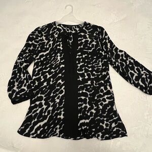 RW&CO. Monochrome Animal Print Blouse